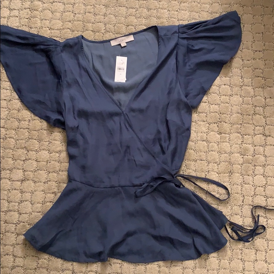 Loft Blue Wrap Blouse